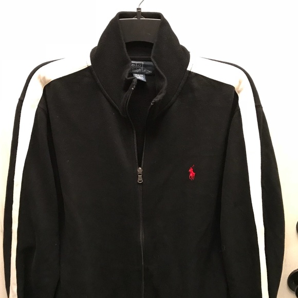 black and white polo jacket